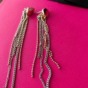 Long earrings, very light. Gold/silver/copper